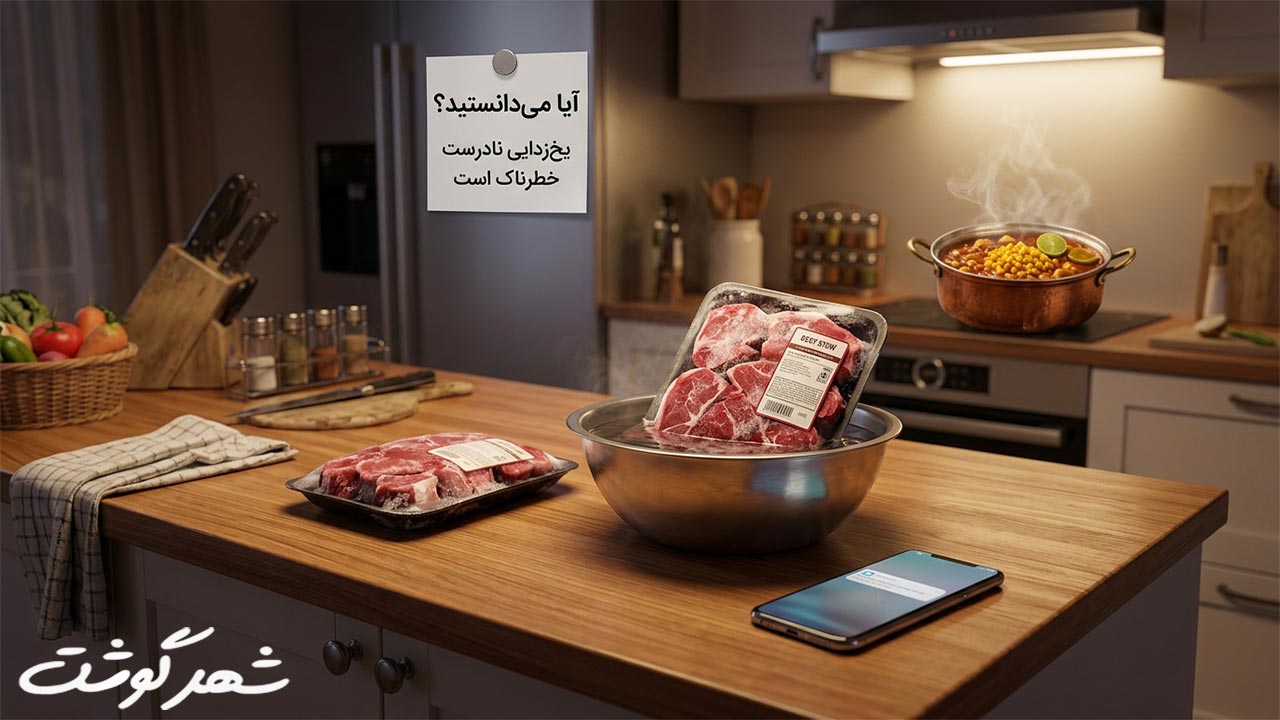 روش‌های صحیح یخ‌زدایی گوشت و اشتباهات خطرناک